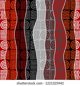 Fondo geométrico tribal marrón en estilo de mosaico de bloques. Imagen vectorial.Patrón sin problemas.