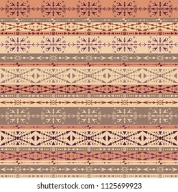 Brown tribal seamless pattern with ethnic ornaments.