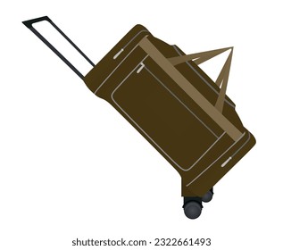Brown trolley bag.  front view. vector illustration