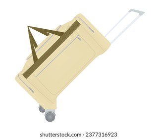 Brown trolley bag.  front view. vector illustration