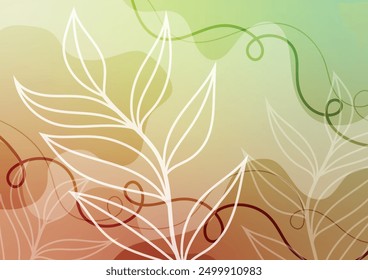 Brown tropical green natural art leaf background. vector illustration.