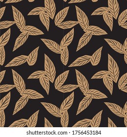 Brown Tropical Leaf botanical seamless pattern background suitable for fashion prints, graphics, backgrounds and crafts