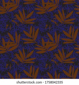 Brown Tropical Leaf botanical seamless pattern background suitable for fashion prints, graphics, backgrounds and crafts