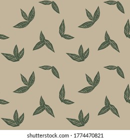 Brown Tropical Leaf botanical seamless pattern background suitable for fashion prints, graphics, backgrounds and crafts