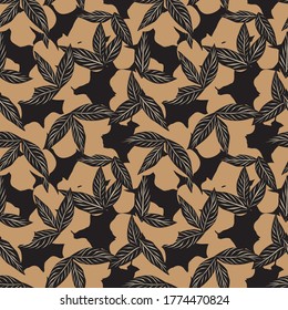 Fondo de patrón inoxidable de la hoja tropical marrón adecuado para impresiones de moda, gráficos, fondos y artesanías