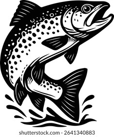 Brown Trout Fish Jumping on white background