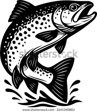 Brown Trout Fish Jumping on white background