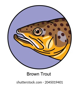 Brown Trout Fish Logo Illustration vector art