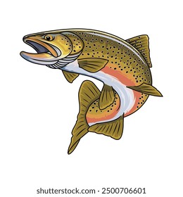 brown trout fishing illustration logo vector image t shirt