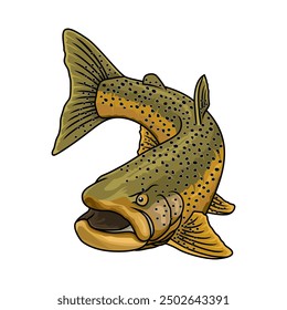 brown trout fishing illustration logo vector image t shirt