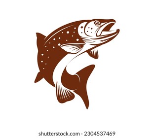 Brown Trout Logo template, Unique and Fresh Abstract Brown Trout out of the water. Great to use as Brown Trout Anglers' fishing activity.