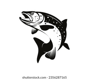 Brown Trout vector jump out, black and white version