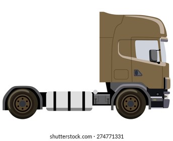 Brown truck without a trailer on a white background