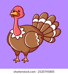 brown turkey chicken Vector Illustration Icon. Flat Cartoon Style