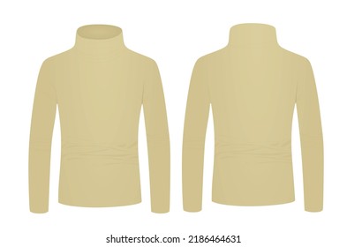 Brown turtle neck long sleeve t shirt. vector illustration
