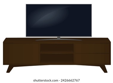 Brown  TV table. vector illustration