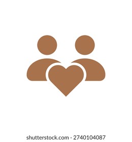 Brown of two people with a heart between them love