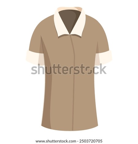 Brown uniform with short sleeves and a collared neckline, commonly worn by domestic workers