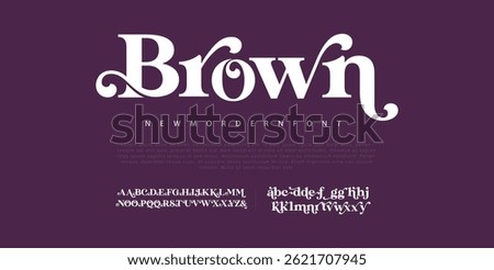 Brown Unique modern futuristic sans serif alphabet display font vector illustration