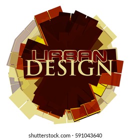 Brown urban design abstraction. Vector graphic typography
