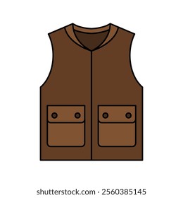 Brown Utility Vest, A vest with large pockets, ideal for tools or outdoor activities.