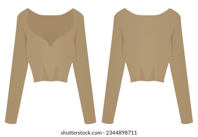 Brown v neck jumper. vector illustration