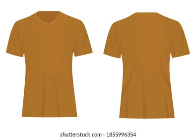 Brown v neck t shirt. vector illustration