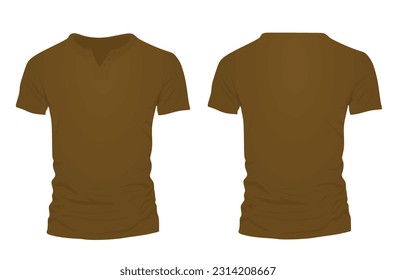Brown  v neck t shirt. vector illustration