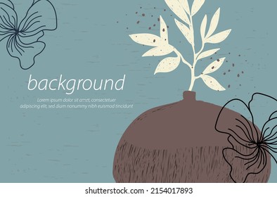 brown vase craft texture nature minimal background art design illustration vector