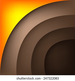 Brown vector background curve line overlap layer with orange tab for text and message modern artwork design