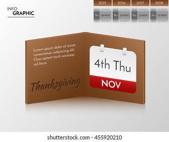 Brown vector banner for you own artwork. Infographic book with thanksgiving design.