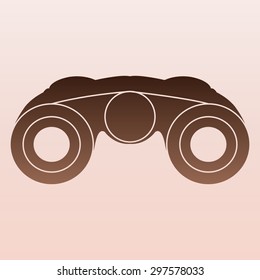 Brown Vector Binocular Icon Symbol Set 