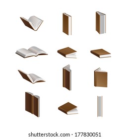 Brown Vector Books in Different Positions