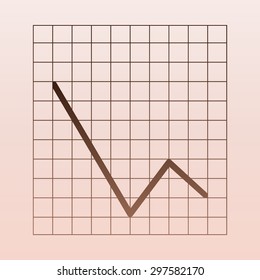 Brown Vector Business Growing down Chart Presentation Icon