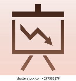 Brown Vector Business Growing down Chart Presentation Icon