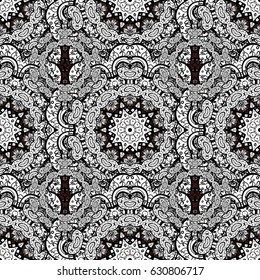 Brown vector ethnic elements ornamental pattern.