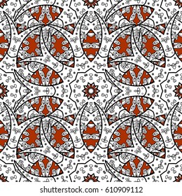 Brown vector ethnic elements seamless pattern.