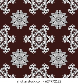 Brown vector ethnic elements seamless pattern.