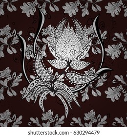 Brown vector ethnic elements seamless pattern.