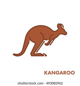 Brown vector figure of kangaroo. Vector australian animal for web and design.
