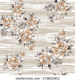 brown vector flowers pattern on texture background