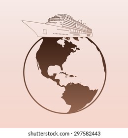Brown Vector globe icons with ship
