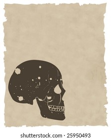 the brown vector grunge skull on old paper eps 8