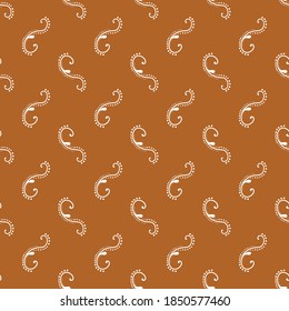 Brown vector illustration. Hand drawn swirls seamless repeat pattern background.
