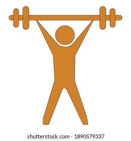 Brown vector illustration of a man lifting bar weight