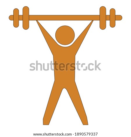 Brown vector illustration of a man lifting bar weight