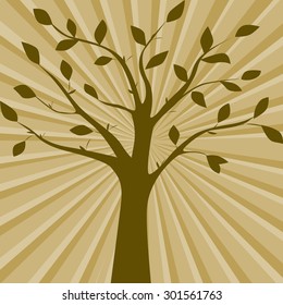 Brown vector illustration of tree silhouette on the abstract background
