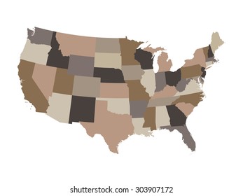 brown vector map of United States