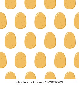 Brown vector potato seamless pattern. Flat style illustration.
