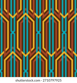 FONDO INCONSÚTIL DE VECTOR MARRÓN CON COLORIDO PATRÓN ART DECO RETRO